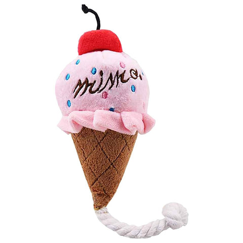Ice Cream Dog Toy - Soft Plush - Bite to squeak InfiniteWags Pink 