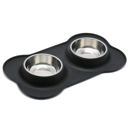 Small Stainless Steel Dog Bowls - Silicone Mat InfiniteWags 