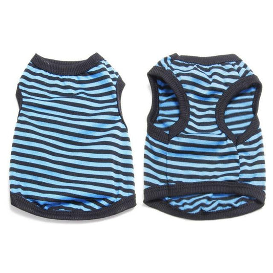 Striped Dog T-Shirt - 100% Cotton InfiniteWags Blue L 