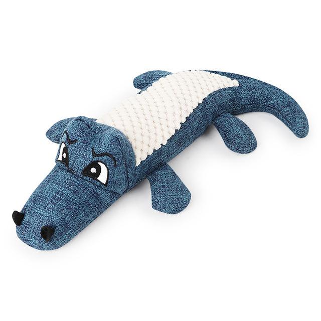 Crocodile Dog Toy - Durable Denim - Bite Resistant InfiniteWags Blue 30x16cm 