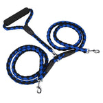 Double Lead Dog Leash - Durable Braided Nylon - Quick snap buckle InfiniteWags Blue 4 Feet 