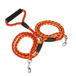 Double Lead Dog Leash - Durable Braided Nylon - Quick snap buckle InfiniteWags Yellow 4 Feet 