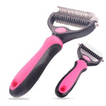 Pet Grooming Tool - Stainless Steel - Double-sided - For Matted and Tangled Hair InfiniteWags Pink Single Sided 