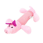 Long Plush Squeaky Dog Toy InfiniteWags Pink Pig 