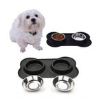 Small Stainless Steel Dog Bowls - Silicone Mat InfiniteWags 
