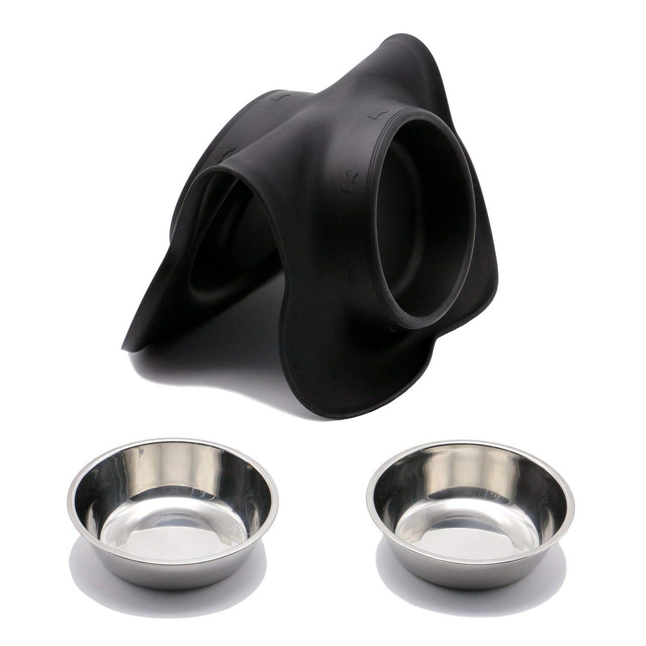 Small Stainless Steel Dog Bowls - Silicone Mat InfiniteWags 