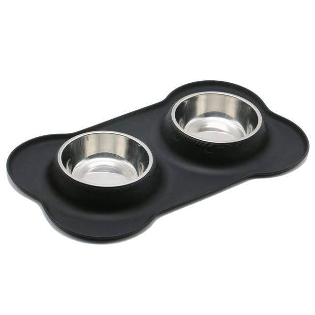 Small Stainless Steel Dog Bowls - Silicone Mat InfiniteWags 