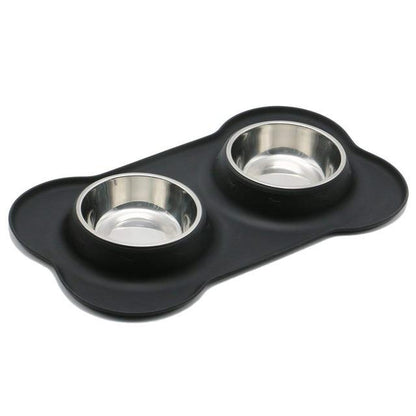 Small Stainless Steel Dog Bowls - Silicone Mat InfiniteWags 