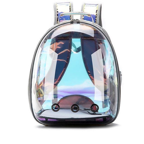 Cat Backpack with Window  - Transparent Pet Backpack - Breathable InfiniteWags Laser Style 