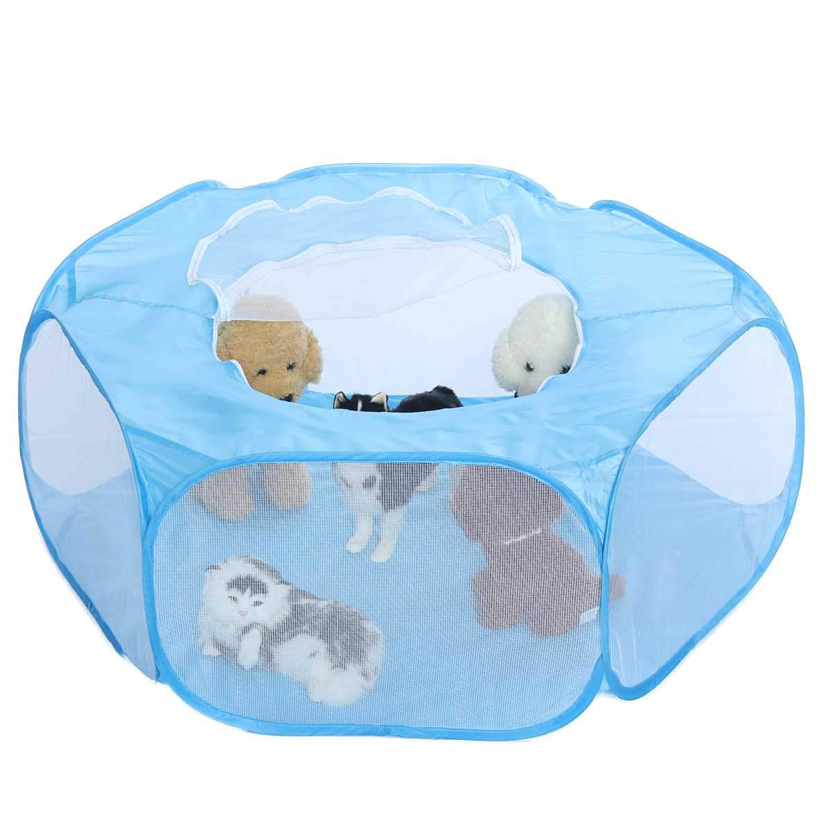 Portable Pet Tent - Waterproof Polyester Pet Fence InfiniteWags Blue 