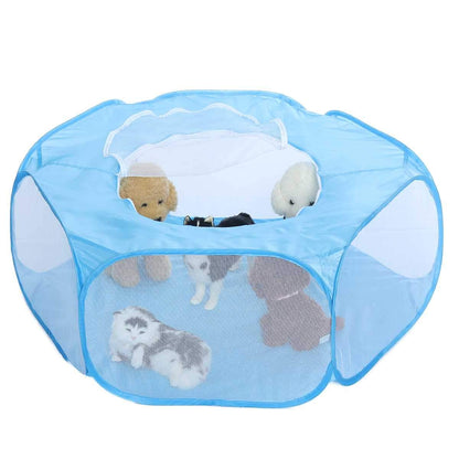 Portable Pet Tent - Waterproof Polyester Pet Fence InfiniteWags Blue 