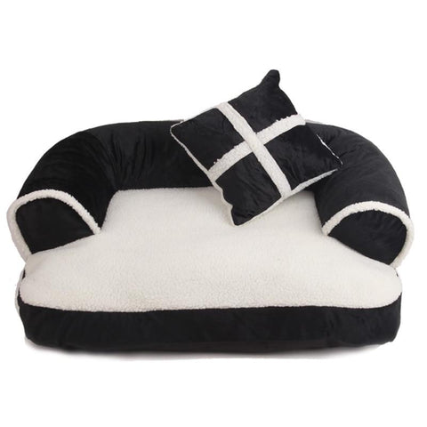 Plush Dog Sofa - Soft Pet Bed - Anti Anxiety InfiniteWags Black S 