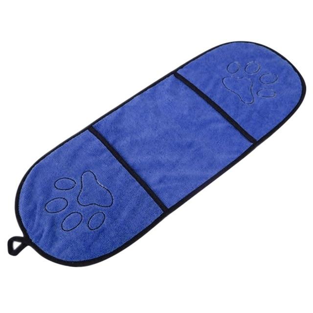 Dog Towel with Hand Pockets - Super Absorbent Microfiber InfiniteWags Blue 