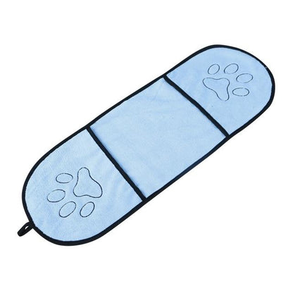 Dog Towel with Hand Pockets - Super Absorbent Microfiber InfiniteWags Light Blue 
