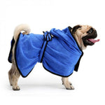 Pet Bathrobe - Quick Dry Pet Bath Towel - Microfiber InfiniteWags Blue XL - 23" back length 
