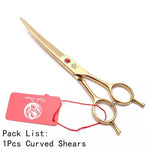 Gold Dog Grooming Scissors - 8" Stainless Seel Shears, Thinning Shears, Curved Shears, Comb InfiniteWags 