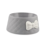 Pet Food Bowl with Bow - Anti slip InfiniteWags Gray 