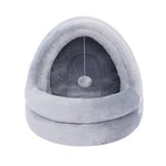 Deluxe Cat Cave Bed - Drop Down Ball InfiniteWags Gray Large 
