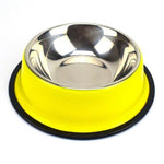Colorful Stainless Steel Dog Bowls - Anti-slip InfiniteWags Yellow 3XL 