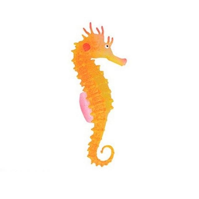 Glowing Sea Horse Aquarium Decor - Fluorescent InfiniteWags Orange 