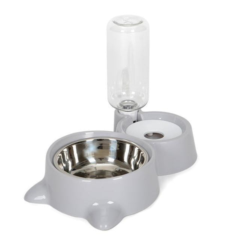 Pet Food Bowl with Self-filling Water Dispenser InfiniteWags Gray 
