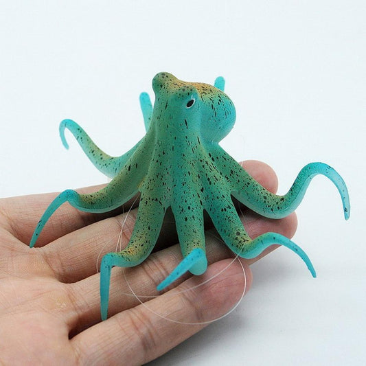 Glowing Octopus Aquarium Ornament - Fluorescent - Suction Cup InfiniteWags 