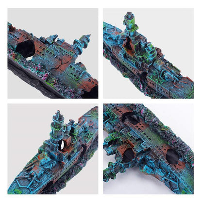 Sunken Shipwreck Aquarium Decor InfiniteWags 