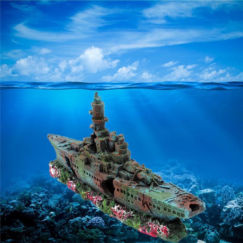 Sunken Shipwreck Aquarium Decor InfiniteWags 