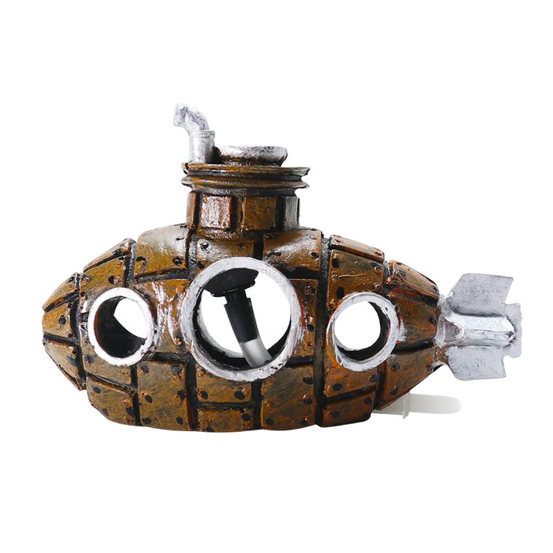 Submarine Aquarium Decor - Air Bubble Decoration InfiniteWags Brown 