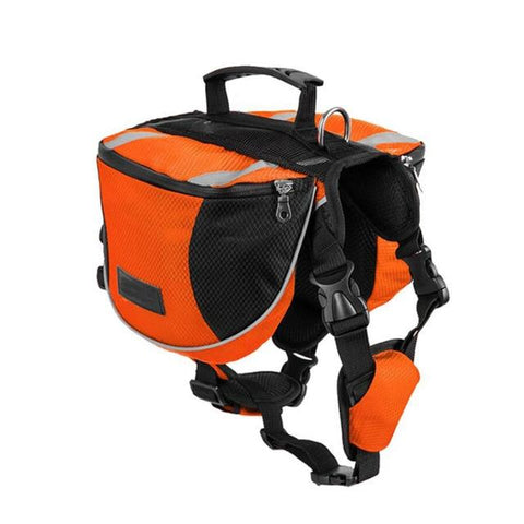 Dog Saddle Bag - Outdoor Hiking Backpack - Reflective, Adjustable InfiniteWags Orange L 