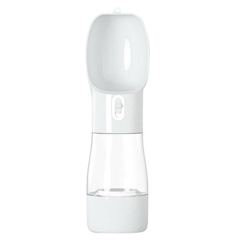 Portable Dog Water Bottle with Food Compartment InfiniteWags White 