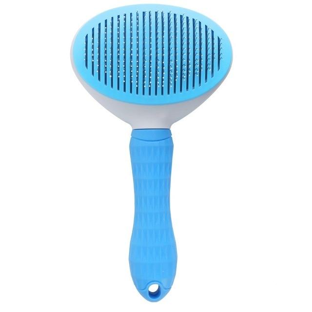 Self Cleaning Dog Brush - Gently Removes Loose Undercoat, Mats and Tangled Hair InfiniteWags Blue 