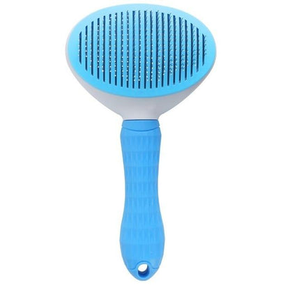 Self Cleaning Dog Brush - Gently Removes Loose Undercoat, Mats and Tangled Hair InfiniteWags Blue 