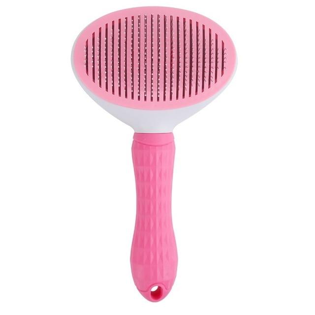 Self Cleaning Dog Brush - Gently Removes Loose Undercoat, Mats and Tangled Hair InfiniteWags Pink 