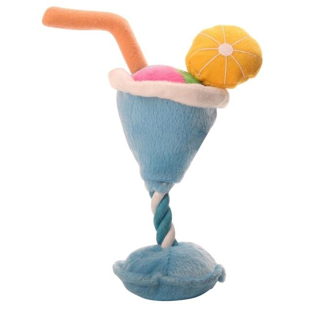 Martini Dog Toy - Plush, Squeaky InfiniteWags Blue 