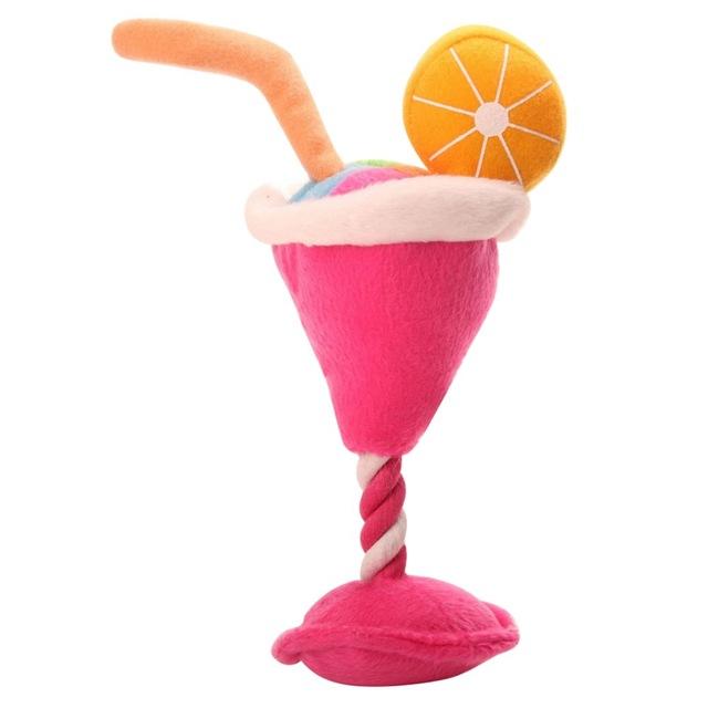 Martini Dog Toy - Plush, Squeaky InfiniteWags Pink 
