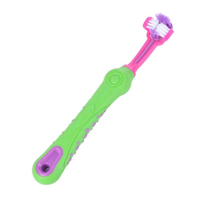 Pet Toothbrush - Three Sided InfiniteWags Green 