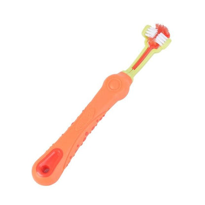 Pet Toothbrush - Three Sided InfiniteWags Orange 