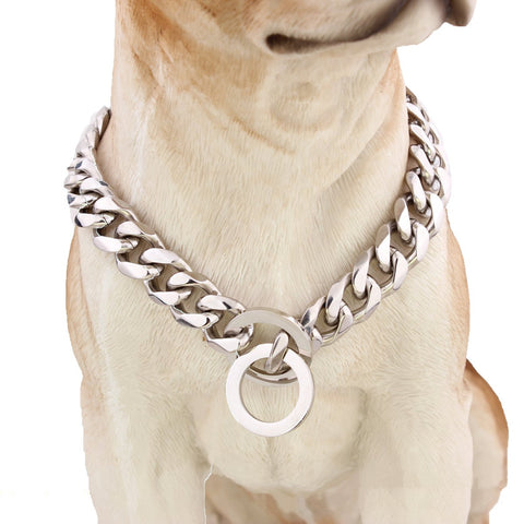 Silver Dog Necklace - Steel Dog Chain InfiniteWags 26 inch 