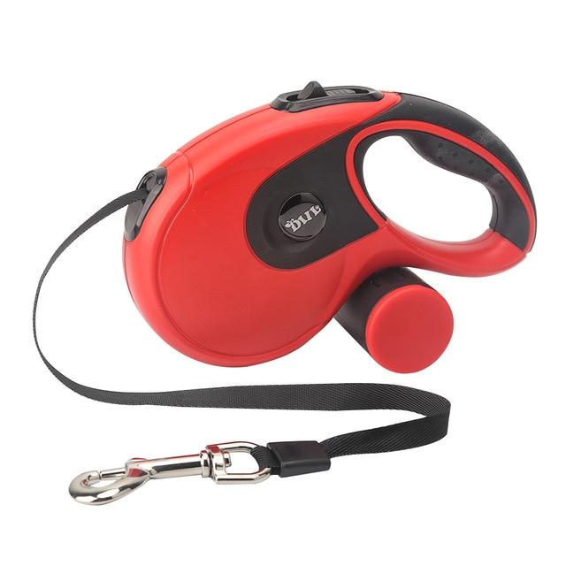 Retractable Dog Leash with Bag Holder - 5 Meter InfiniteWags Red 