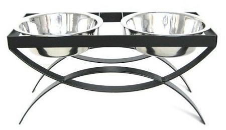 SeeSaw Double Elevated Dog Bowl Pet Feeders PetsStop Small Black 