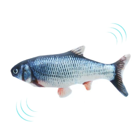 Interactive Fish Cat Toy - USB Rechargeable InfiniteWags Blue 