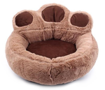 Paw Shape Pet Bed - Soft Fleece - Plush Lounger InfiniteWags Brown Large 
