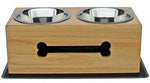 Wooden Elevated Dog Bowls - PetsStop Wooden Bone Elevated Dog Bowls Pet Feeders PetsStop Small 